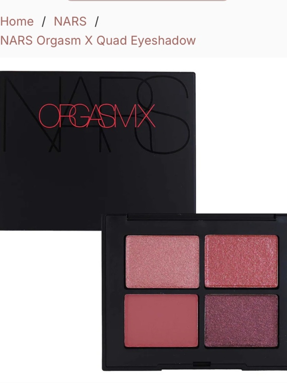 NARS Orgasm X Quad Eyeshadow Palette — Rose, Coral, Mauve, Pink
